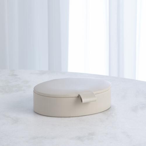 Signature Oval Leather Box-Mist