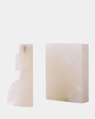 Barakoa Bookends-Alabaster-White