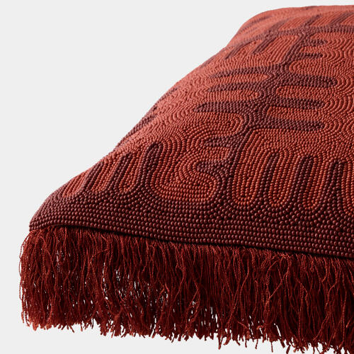 Duafe Beaded Pillow-Rust