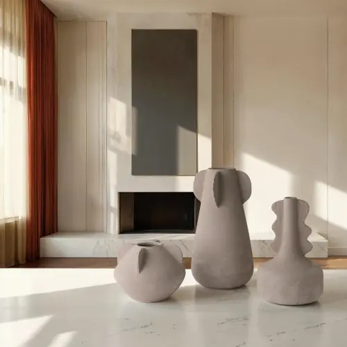 Anouar Squat Vase-Buff