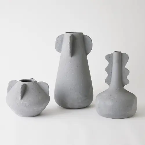 Anouar Squat Vase-Gray