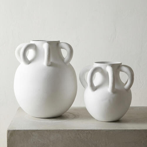 Hydria Loop Handle Vase-White