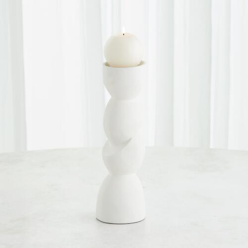 Pradier Candle Holder-White-Med