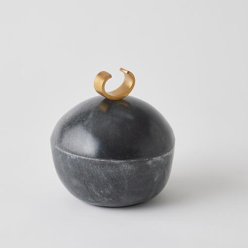 Caillou Lidded Pot-Black Marble