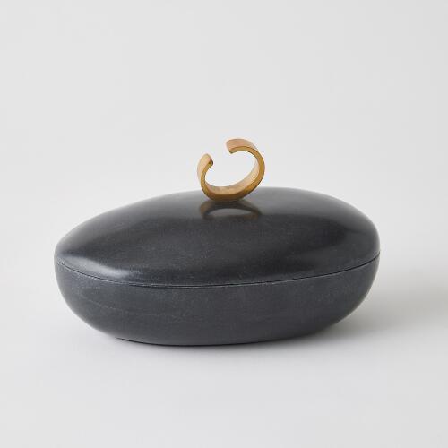 Caillou Lidded Pot-Black Marble