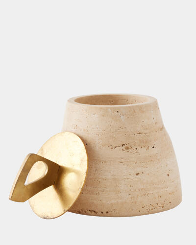 Bocal Lidded Pot-Travertine-Lg