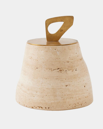 Bocal Lidded Pot-Travertine-Lg