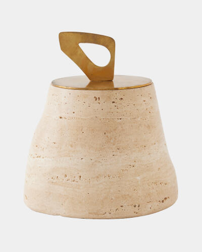 Bocal Lidded Pot-Travertine-Lg