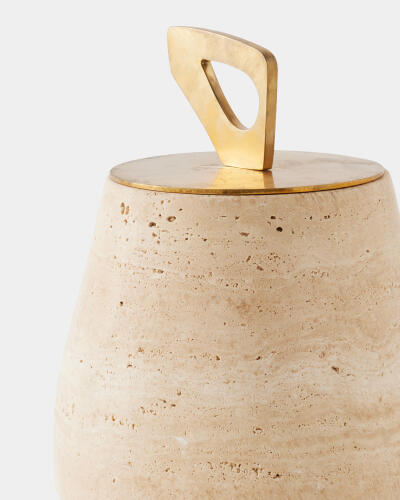Bocal Lidded Pot-Travertine-Lg