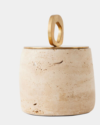 Bocal Lidded Pot-Travertine-Med