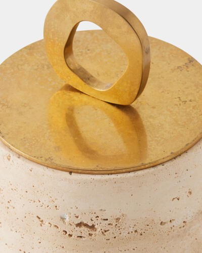 Bocal Lidded Pot-Travertine-Med