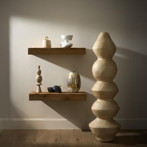 Bocal Lidded Pot-Travertine-Sm