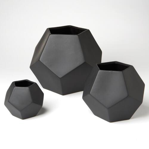 Faceted Vase-Matte Black