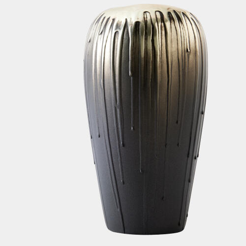 Selena Textured Silver and Graphite Vase-Lg