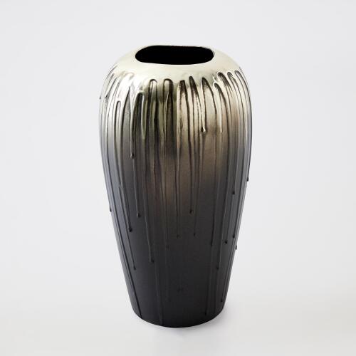 Textured Silver & Graphite Vase