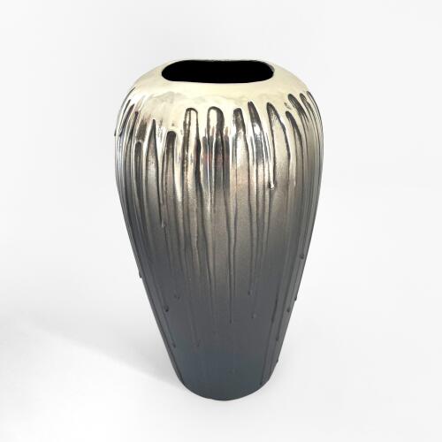 Textured Silver & Graphite Vase