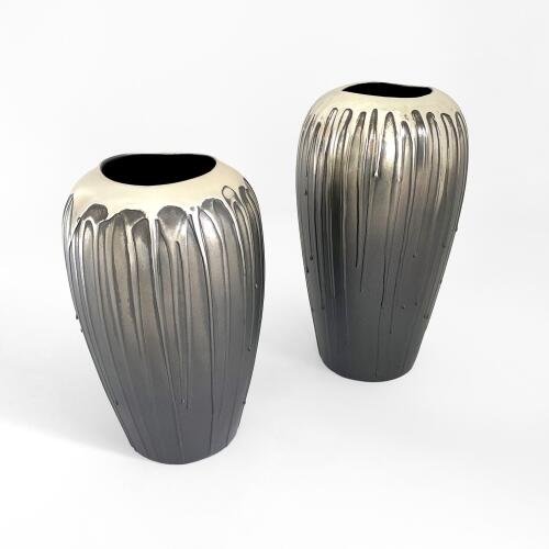 Textured Silver & Graphite Vase