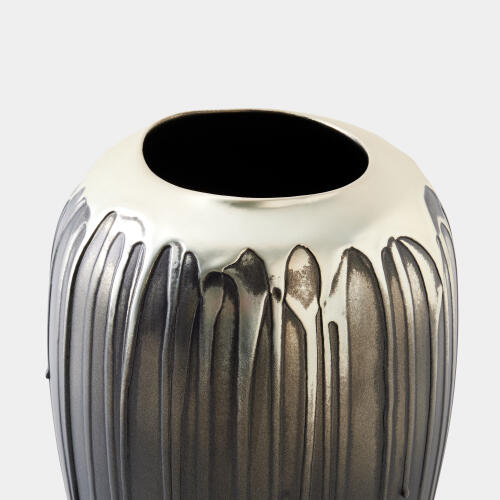 Selena Textured Silver and Graphite Vase-Med