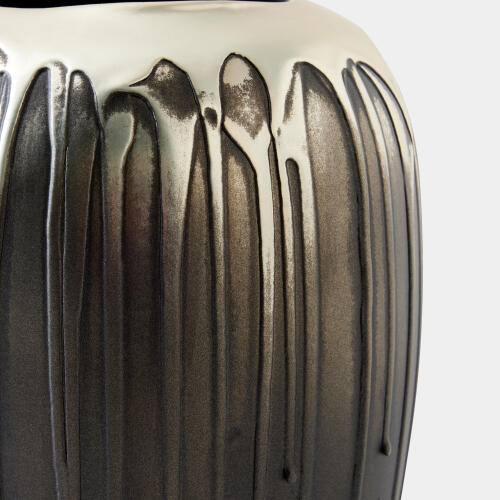 Selena Textured Silver and Graphite Vase-Med
