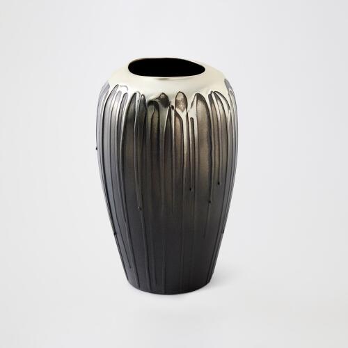 Textured Silver & Graphite Vase