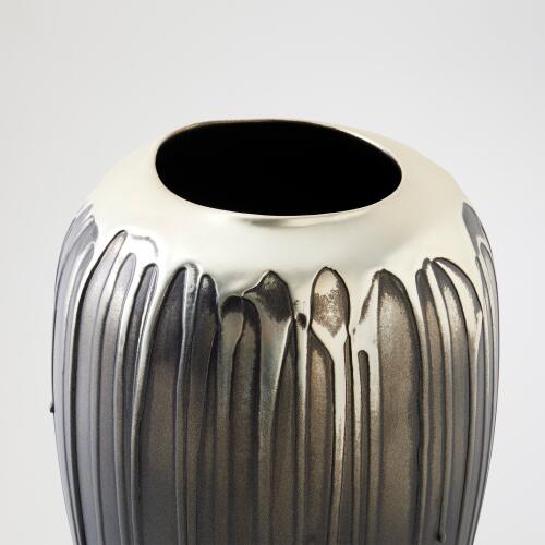 Textured Silver & Graphite Vase