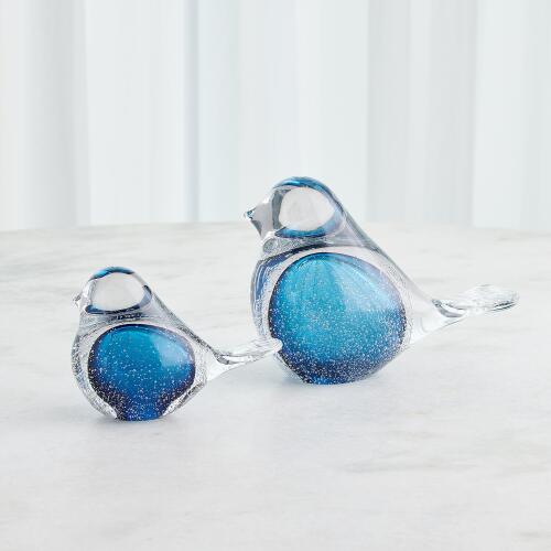 Calliope Glass Bird-Clear w/Blue