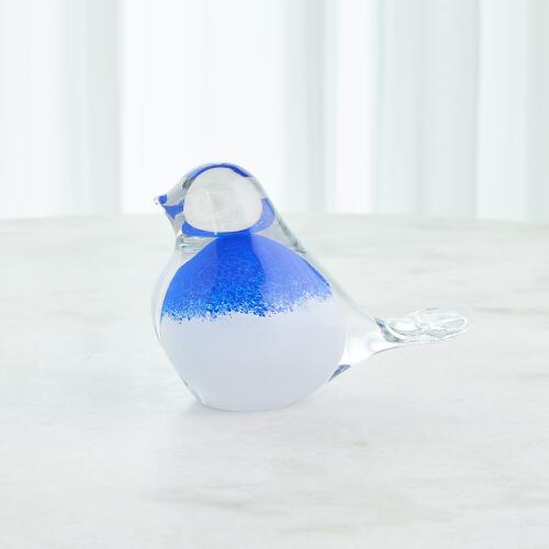 Glass Bird-Blue w/White