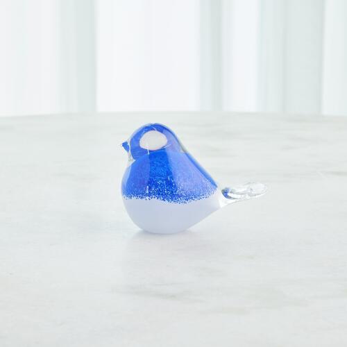 Glass Bird-Blue w/White