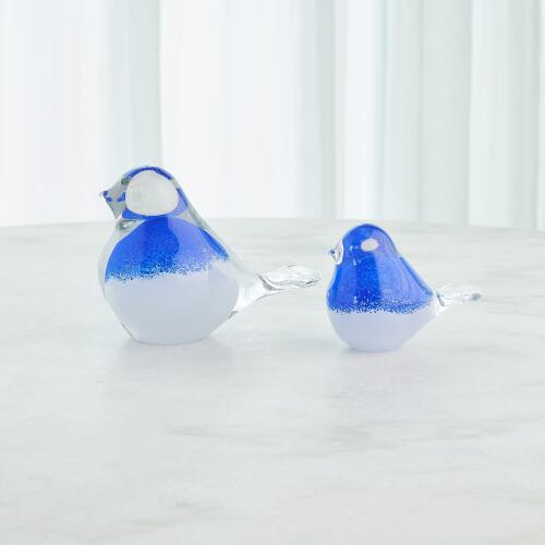 Calliope Glass Bird-Blue w/White