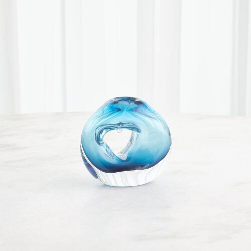 Single Hole Glass Blue Vase