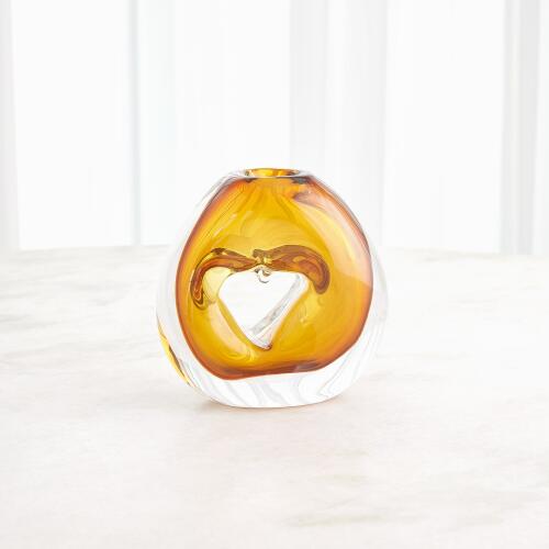 Single Hole Glass Amber Vase