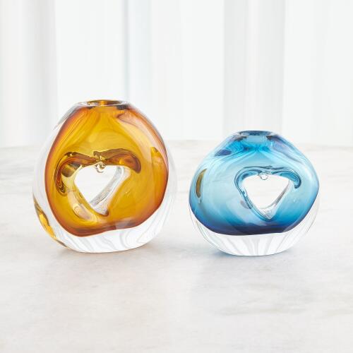 Single Hole Glass Amber Vase