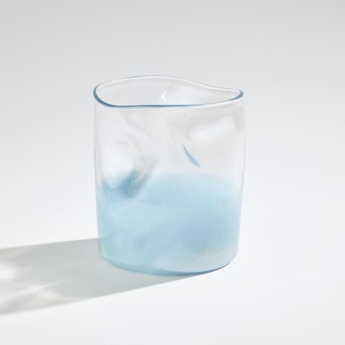 Irregular Cylinder Vase-Clear/Blue
