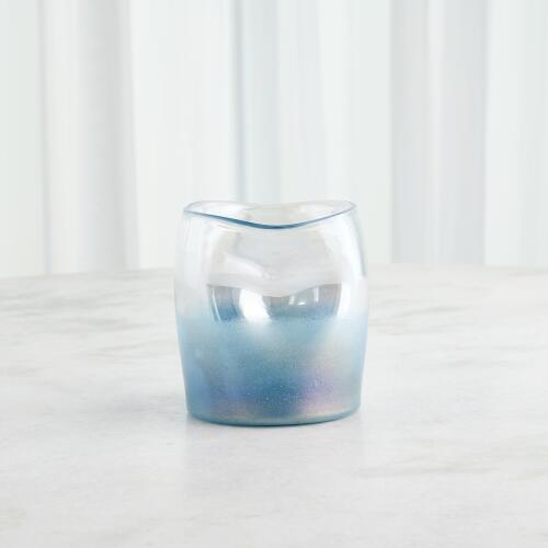 Irregular Cylinder Vase-Clear/Blue