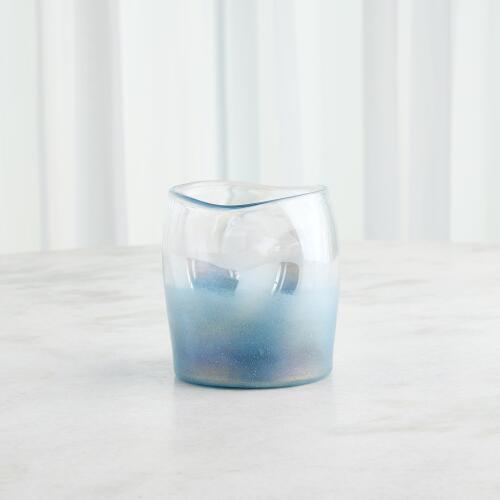 Irregular Cylinder Vase-Clear/Blue
