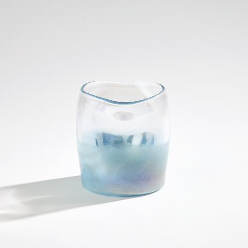 Irregular Cylinder Vase-Clear/Blue