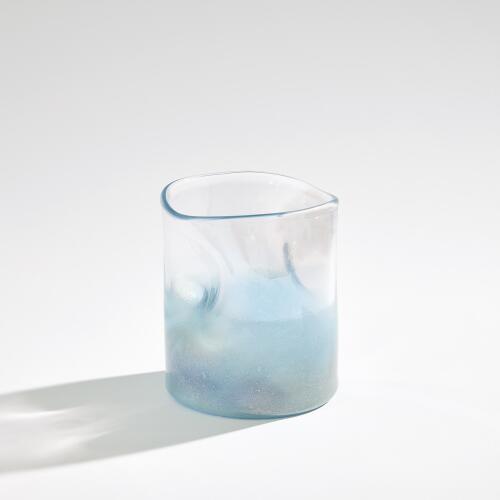Irregular Cylinder Vase-Clear/Blue