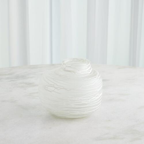 Frosted Glass Vase w/White Stripes