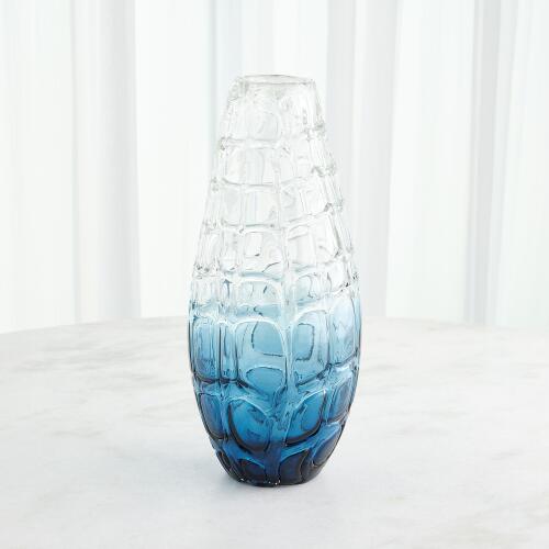 Ombre Blue Vase w/Clear Grid