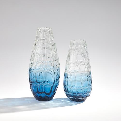 Ombre Blue Vase w/Clear Grid