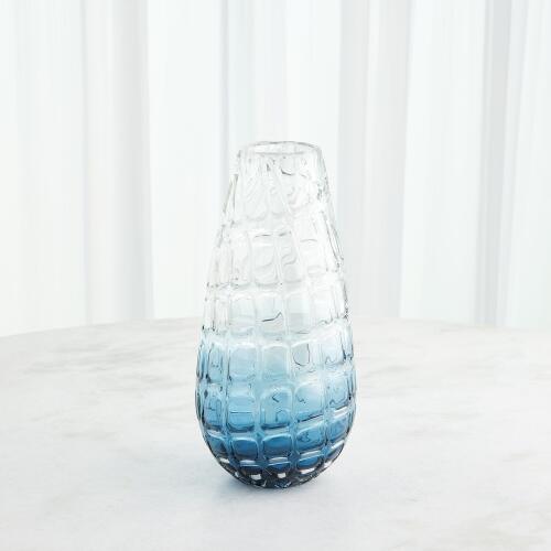 Ombre Blue Vase w/Clear Grid