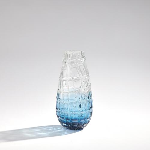 Ombre Blue Vase w/Clear Grid