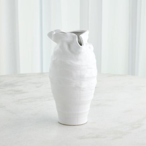 Irregular Top Vase-White