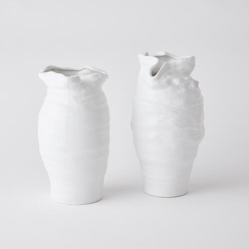 Irregular Top Vase-White