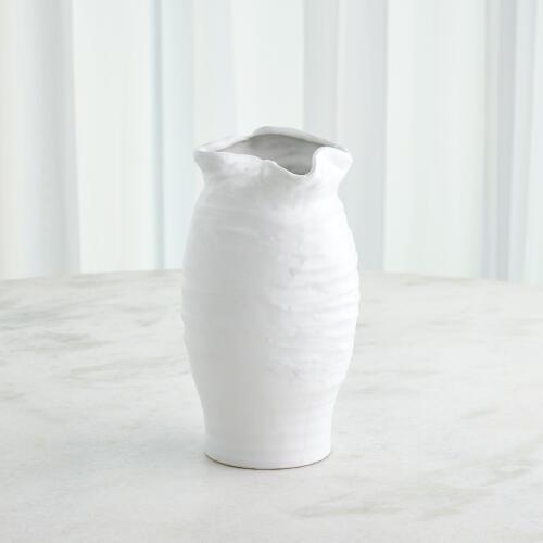 Irregular Top Vase-White