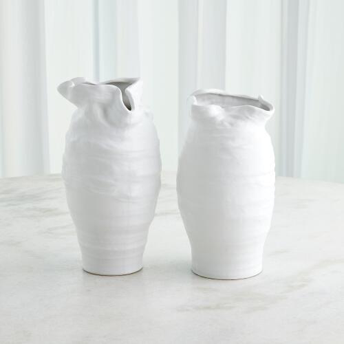 Irregular Top Vase-White