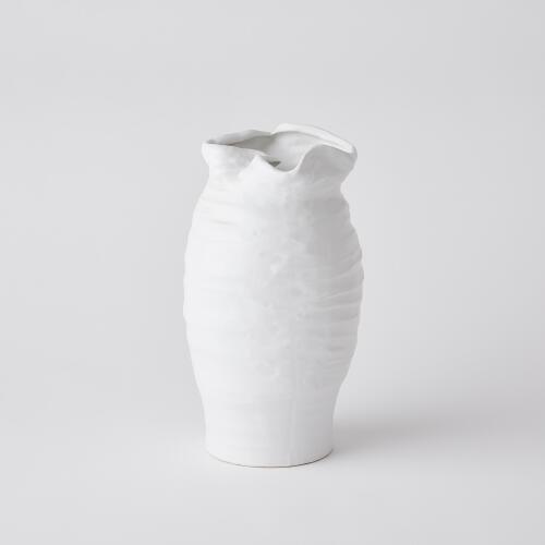 Irregular Top Vase-White