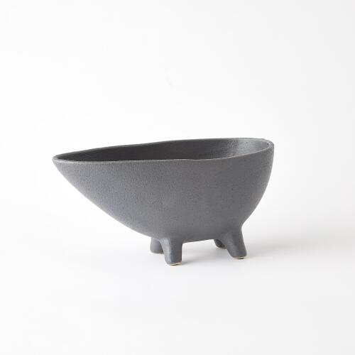 footed planter-dark grey