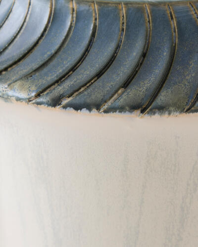 Etched Blue Rimed Vase-Lg