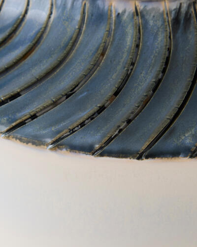 Etched Blue Rimed Vase-Sm